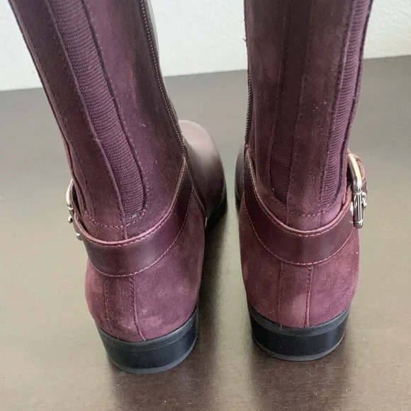 NWOT Marc Fisher Tall Plum/ Burgundy Leather & Suede Riding Boots. - Picture 6 of 10